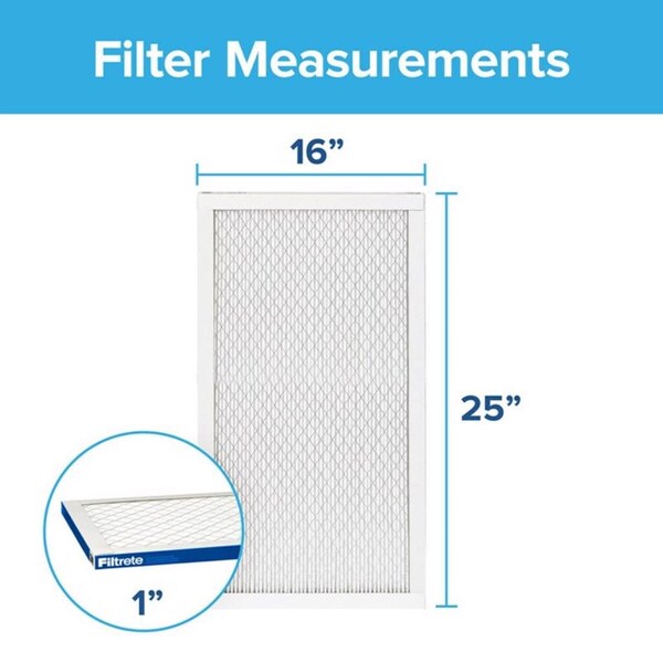 3M Filtrete 16 in. W X 25 in. H X 1 in. D Polypropylene 13 MERV Pleated Allergen Air Filter 1 pk - EA01DC-6