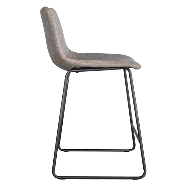 Amerihome Classic Faux Leather 24" Counter Height Chair Set, Stone, PR - BSLC24GSET