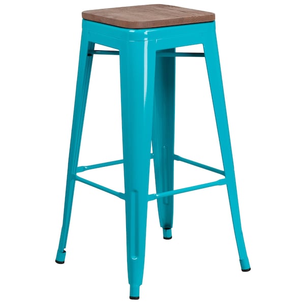 Flash Furniture No Back Metal Stool, 30", Teal - ET-BT3503-30-CB-WD-GG