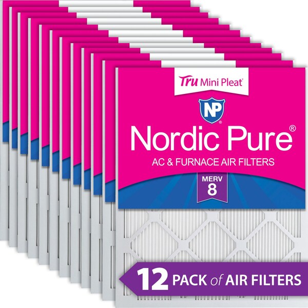 Nordic Pure 16x16x1 Tru Mini Pleat Pleated Air Filter, High Capacity, Electrostatically Charged Synthetic Media - 16X16X1M8MINIPLEAT-12
