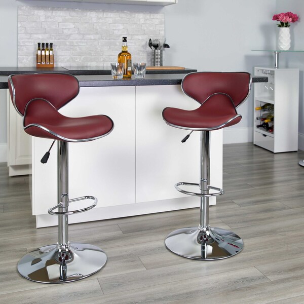 Flash Furniture Burgundy Vinyl Barstool, PK2 - 2-DS-815-BURG-GG