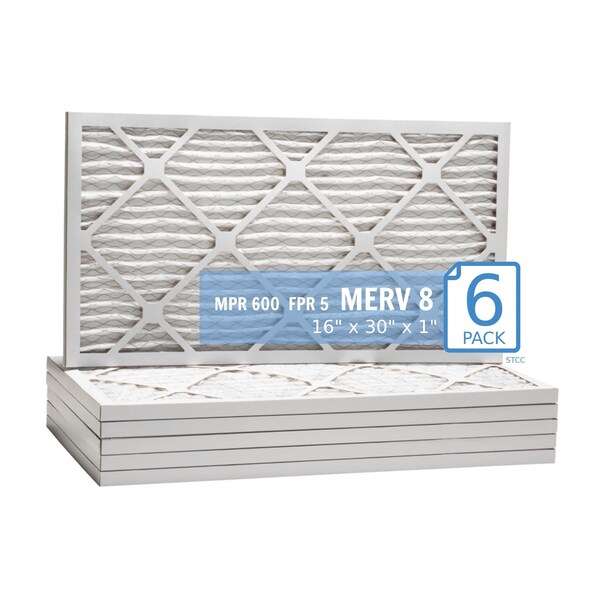 Purolator 16x30x1 Pleated Air Filter, MERV 8, 6 PK - 16X30X1X1 HI (6 PACK)