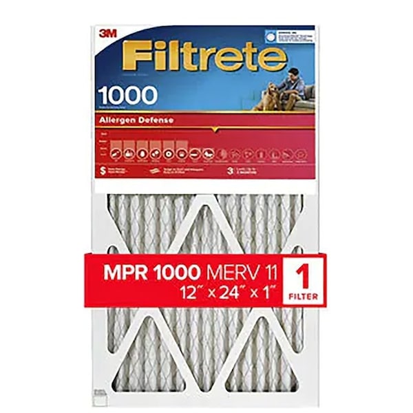 Filtrete Allergen Defense Pleated Air Filter, 12x24x1 - 9820-4