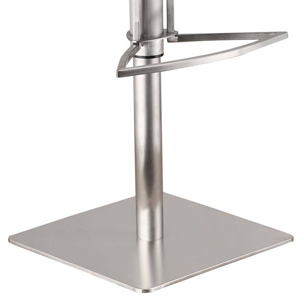 Armen Living Cafe Adjustable Height Swivel White Faux Leather and Walnut Bar Stool with Brushed Stainless Steel - LCCASWBAWHB201
