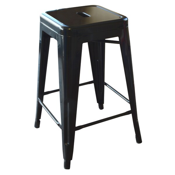 Amerihome Loft Black 24" Metal Bar Stool, PK3 - BS24BLK3