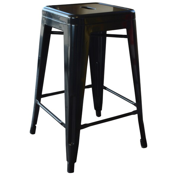 Amerihome Loft Black 24" Metal Bar Stool, PK3 - BS24BLK3
