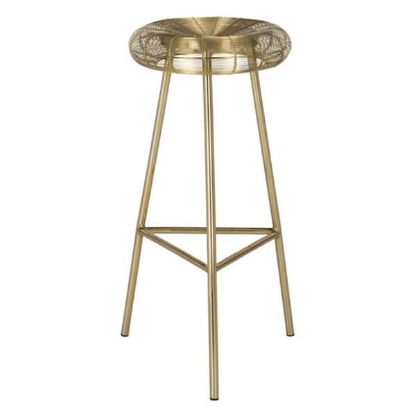Safavieh 24 x 17.75 x 17.75 in. Addison Wire Weaved Contemporary Bar Stool, Gold - FOX4516A