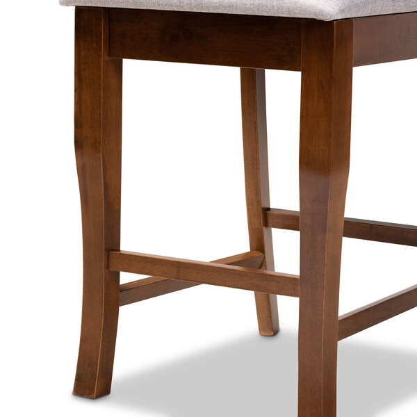 Baxton Studio Aria Grey Upholstered and Walnut Wood 2-Piece Pub Chair Set - 167-9888