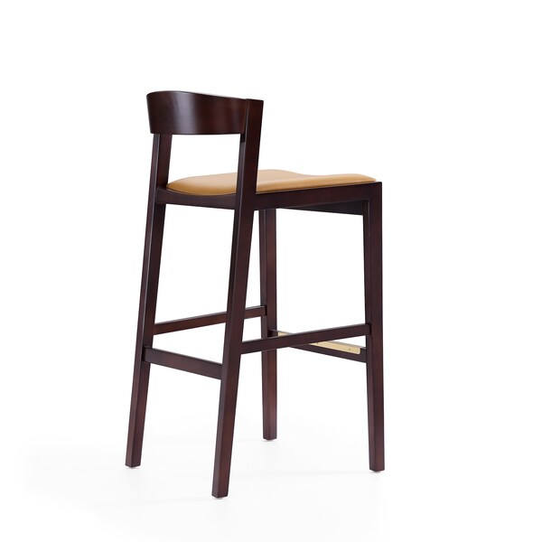 Manhattan Comfort Klismos Barstool in Camel and Dark Walnut (Set of 2) - 2-BS014-CL