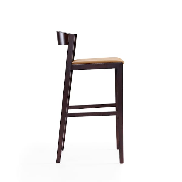 Manhattan Comfort Klismos Barstool in Camel and Dark Walnut (Set of 2) - 2-BS014-CL