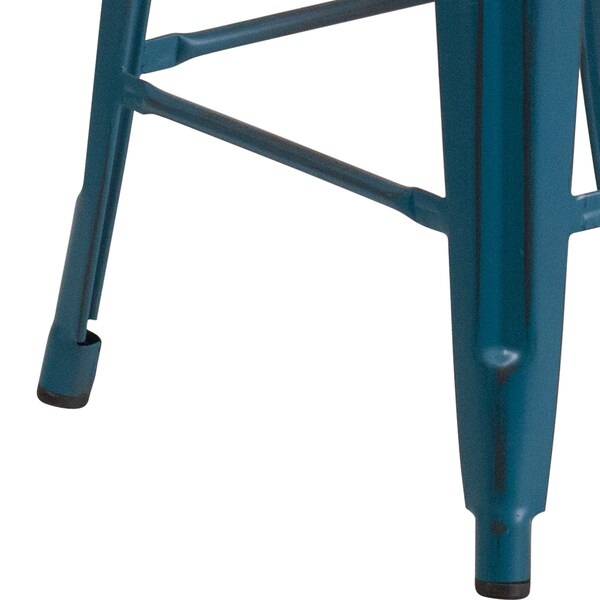 Flash Furniture 4PK 24"H Backless Blue Metal Counter Height Stool - 4-ET-BT3503-24-AB-GG