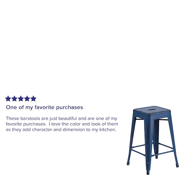 Flash Furniture 4PK 24"H Backless Blue Metal Counter Height Stool - 4-ET-BT3503-24-AB-GG