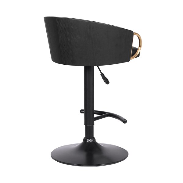 Armen Living Solstice Adjustable Black Faux Leather Swivel Barstool - LCSCBABLBL