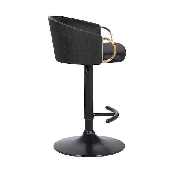 Armen Living Solstice Adjustable Black Faux Leather Swivel Barstool - LCSCBABLBL