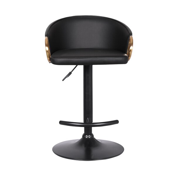 Armen Living Solstice Adjustable Black Faux Leather Swivel Barstool - LCSCBABLBL