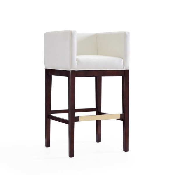 Manhattan Comfort Kingsley Barstool in Ivory and Dark Walnut - BS012-IV