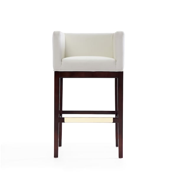 Manhattan Comfort Kingsley Barstool in Ivory and Dark Walnut - BS012-IV