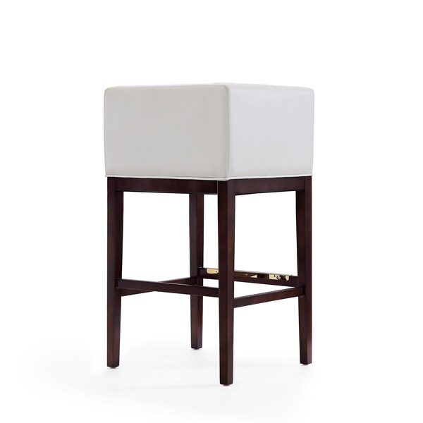 Manhattan Comfort Kingsley Barstool in Ivory and Dark Walnut - BS012-IV