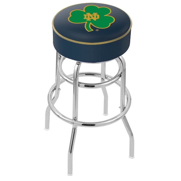 Holland Bar Stool Co 25" Notre Dame Shamrock Cushion Seat, 2-Ring Chrome Swivel Bar Stool - L7C125ND-SHM