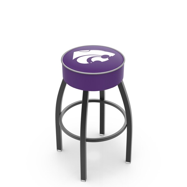 Holland Bar Stool Co 30" 4" Kansas State Cushion Seat, Blk Wrinkle Base Swivel Bar Stool - L8B130KNSASS