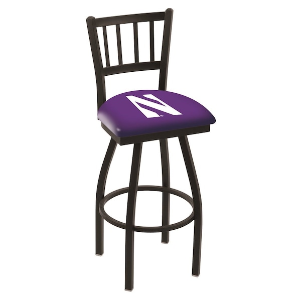 Holland Bar Stool Co 30" Blk Wrinkle Northwestern Swivel Bar Stool, Jailhouse Back - L01830NTHWST