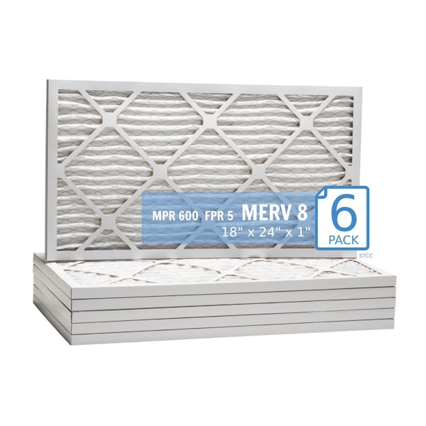 Purolator 18x24x1 Pleated Air Filter, MERV 8, 6 PK - 18X24X1X1 HI (6 PACK)