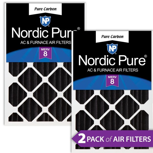 Nordic Pure 20x24x4 Pure Carbon Pleated Air Filter, High Capacity, MERV 8, 2 PK - 20X24X4PCP-2