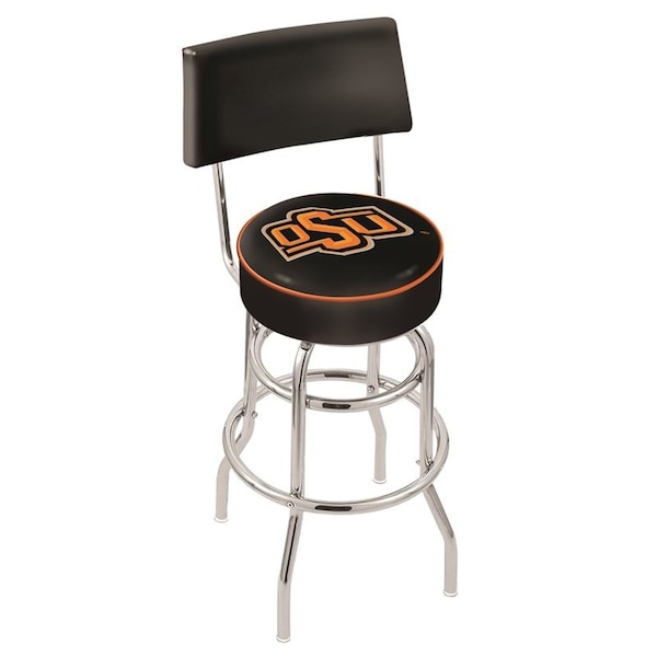 Holland Bar Stool Co 30" Chrome 2-Ring Oklahoma State Swivel Bar Stool, Back - L7C430OKSTUN