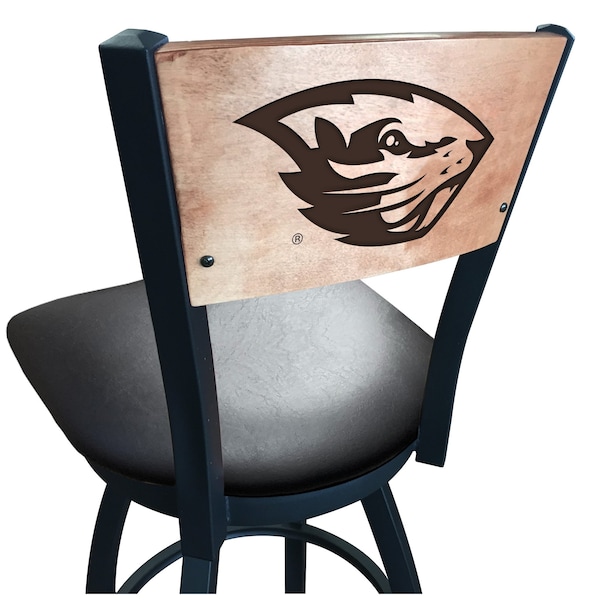 Holland Bar Stool Co 25" Blk Wrinkle Oregon State Swivel Bar Stool, Laser Engraved Back - L03825BWMEDMPLAOREGSTBLKVINYL
