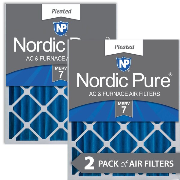 Nordic Pure 20x20x4 Pleated Air Filter, High Capacity, Electrostatically Charged Synthetic Media, MERV 7, 2 PK - 20X20X4M7-2