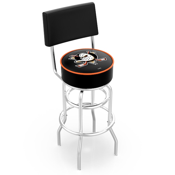Holland Bar Stool Co 30" Chrome 2-Ring Anaheim Ducks Swivel Bar Stool, Back - L7C430ANADKS