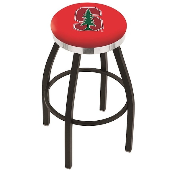 Holland Bar Stool Co 25" Blk Wrinkle Stanford Swivel Bar Stool, Chrome Ring - L8B2C25STNFRD