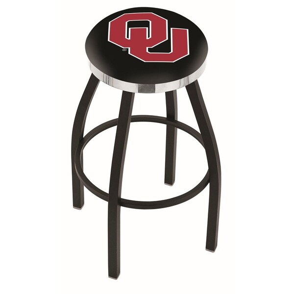 Holland Bar Stool Co 30" Blk Wrinkle Oklahoma Swivel Bar Stool, Chrome Ring - L8B2C30OKLHMA