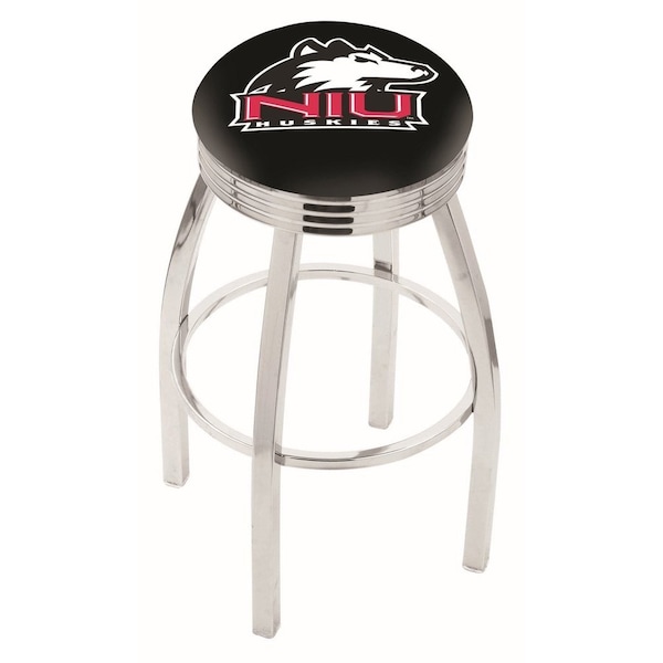 Holland Bar Stool Co 25" Chrome Northern Illinois Swivel Bar Stool, Accent Ring - L8C3C25NORILL