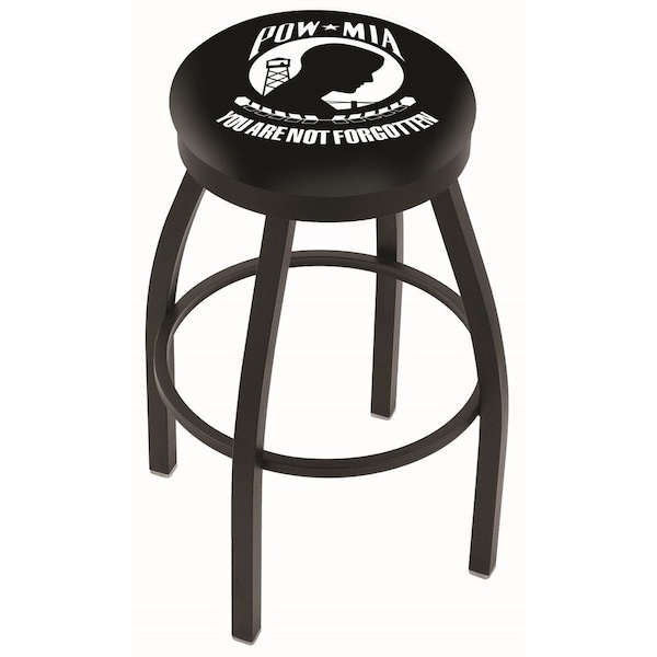 Holland Bar Stool Co 30" Blk Wrinkle POW/MIA Swivel Bar Stool, Accent Ring - L8B2B30POWMIA