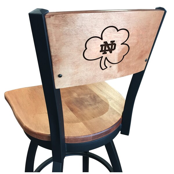 Holland Bar Stool Co 30" Blk Wrinkle Notre Dame Shamrock Swivel Bar Stool, Engraved Back - L03830BWMEDMPLAND-SHMMEDMPL