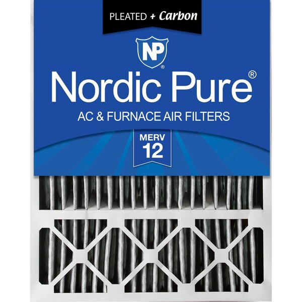 Nordic Pure 20x25x5 Plus Carbon Pleated Air Filter, High Capacity, MERV 12 - 20X25X5LXREDPM12C-1