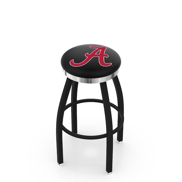 Holland Bar Stool Co 30" Blk Wrinkle Alabama Swivel Bar Stool, Chrome Ring - L8B2C30AL-A