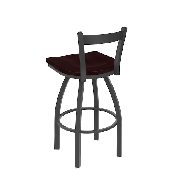 Holland Bar Stool Co 30" Low Back Swivel Bar Stool, Pewter Finish, Dark Cherry Oak Seat - 82130PWDCOAK