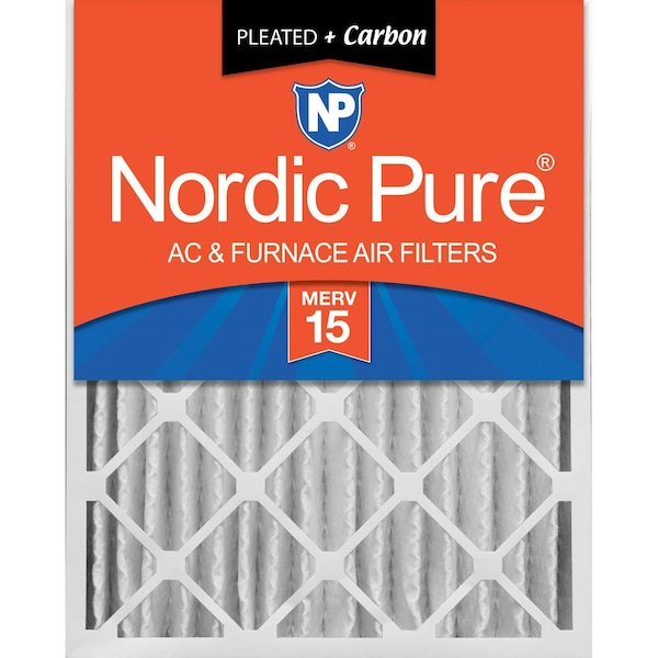 Nordic Pure 24x24x4 Plus Carbon Pleated Air Filter, High Capacity, MERV 15 - 24X24X4M15+C-1