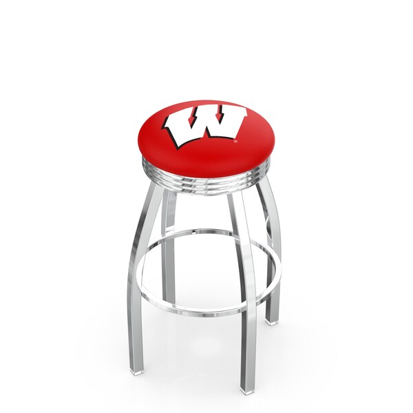 Holland Bar Stool Co 25" Chrome Wisconsin "W" Swivel Bar Stool, Accent Ring - L8C3C25WISC-W
