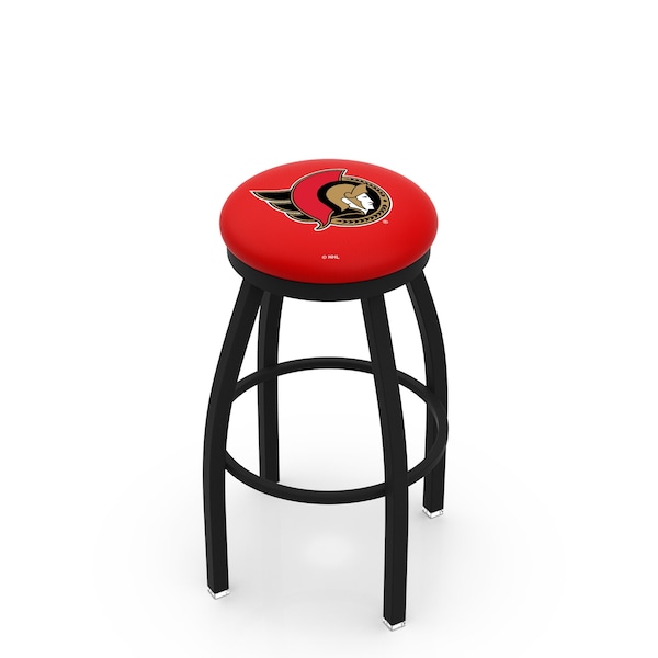 Holland Bar Stool Co 25" Blk Wrinkle Ottawa Senators Swivel Bar Stool, Accent Ring - L8B2B25OTTSEN