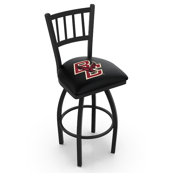 Holland Bar Stool Co 30" Blk Wrinkle Boston College Swivel Bar Stool, Jailhouse Back - L01830BOSTNC