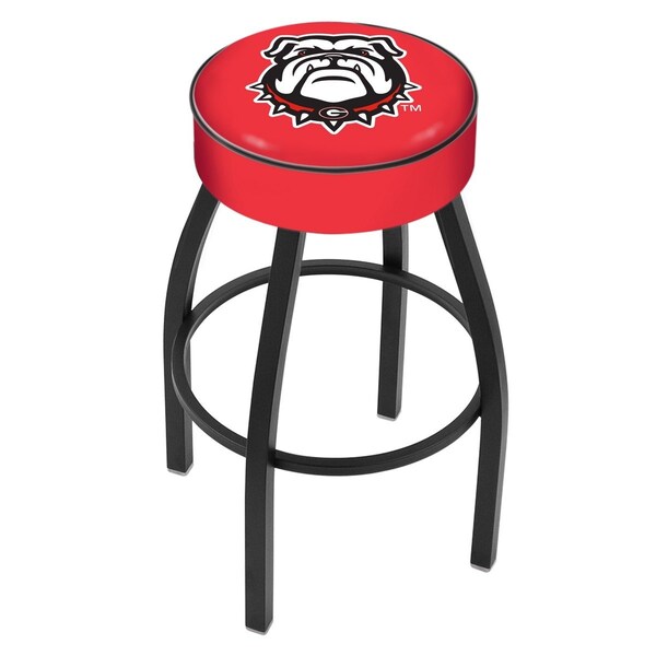 Holland Bar Stool Co 30" Georgia "Bulldog" Cushion Seat, Blk Wrinkle Base Swivel Bar Stool - L8B130GA-DOG
