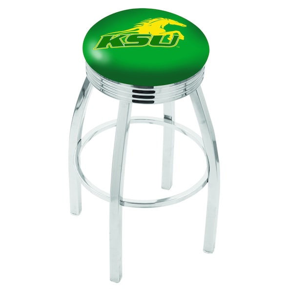 Holland Bar Stool Co 25" Chrome Kentucky State University Swivel Bar Stool, Accent Ring - L8C3C25KYSTUN