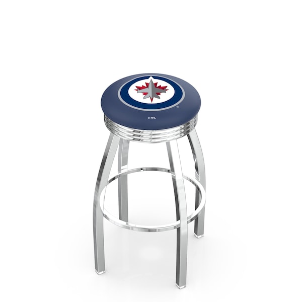 Holland Bar Stool Co 25" Chrome Winnipeg Jets Swivel Bar Stool, Accent Ring - L8C3C25WINJET