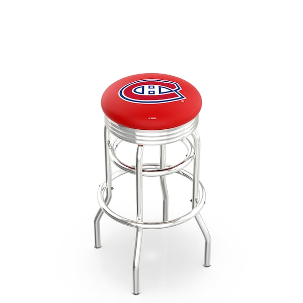 Holland Bar Stool Co 25" Chrome 2-Ring Montreal Canadiens Swivel Bar Stool, Accent Ring - L7C3C25MONCAN