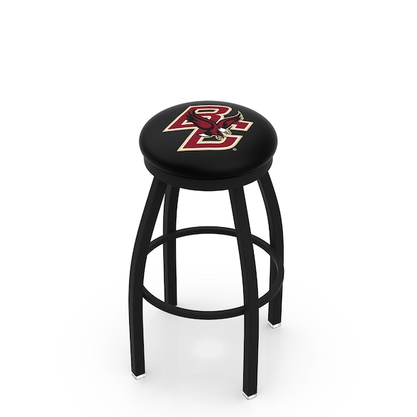 Holland Bar Stool Co 25" Blk Wrinkle Boston College Swivel Bar Stool, Accent Ring - L8B2B25BOSTNC