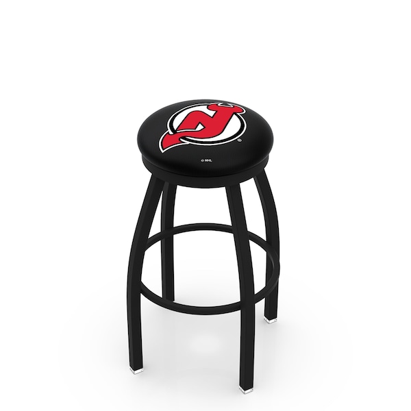 Holland Bar Stool Co 30" Blk Wrinkle New Jersey Devils Swivel Bar Stool, Accent Ring - L8B2B30NJDEVL
