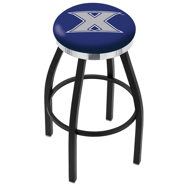 Holland Bar Stool Co 30" Blk Wrinkle Xavier Swivel Bar Stool, Chrome Ring - L8B2C30XAVIER